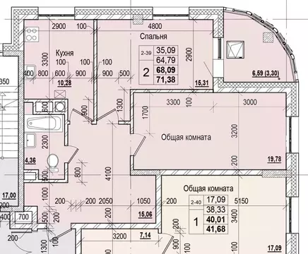 2-к кв. Саха (Якутия), Якутск ул. Чкалова, 47 (68.09 м)
