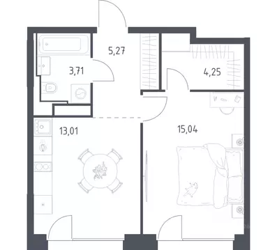 1-к кв. Москва Квартал на воде жилой комплекс, к5 (41.28 м)
