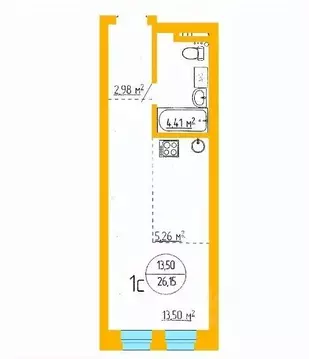 1-к кв. Башкортостан, Уфа ул. Аксакова, 79 (26.15 м)