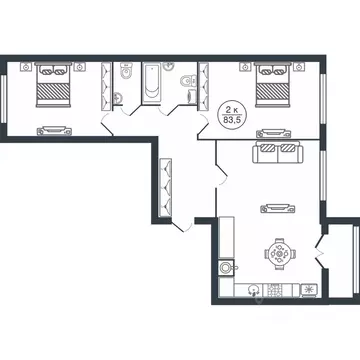 2-к кв. Тверская область, Тверь Бурашевское ш., 60 (83.5 м)