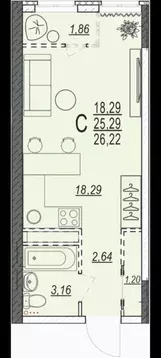 Студия Волгоградская область, Волгоград 218-й мкр,  (26.22 м)