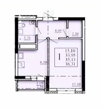 1-к кв. Башкортостан, Уфа Затон-Восточный жилрайон, Паруса жилой ...