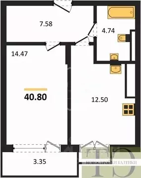 1-к кв. Калининградская область, Гурьевский муниципальный округ, пос. ...