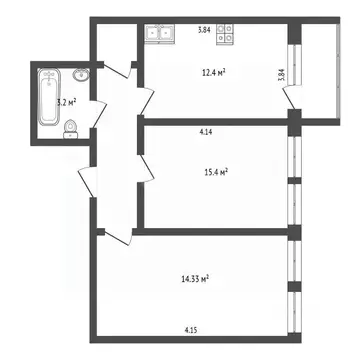 2-к кв. Самарская область, Самара Полевая ул., 68 (59.7 м)