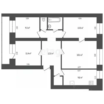 4-к кв. Вологодская область, Вологда 1-й ГПЗ-23 мкр, 3к2 (80.0 м)