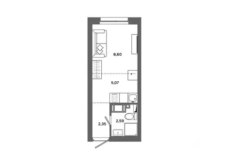 Студия Ханты-Мансийский АО, Сургут ул. Ивана Захарова, 14 (18.61 м)