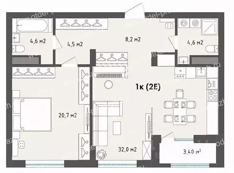 1-к кв. Воронежская область, Воронеж бул. Содружества, 1 (76.3 м)