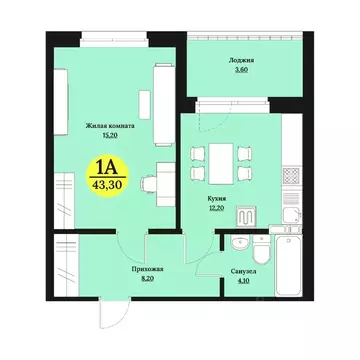 1-к кв. Ставропольский край, Ставрополь Лесная ул., 204 (43.3 м)