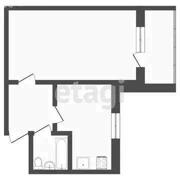 1-комнатная квартира: Тюмень, улица Елизарова, 6 (38.5 м)