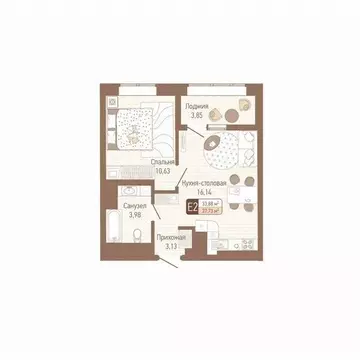 1-к кв. Тульская область, Тула Кулик жилой комплекс (35.81 м)