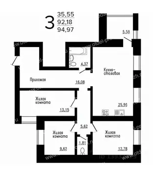 3-к кв. Воронежская область, Семилуки ул. Маяковского, 37/2 (88.0 м)