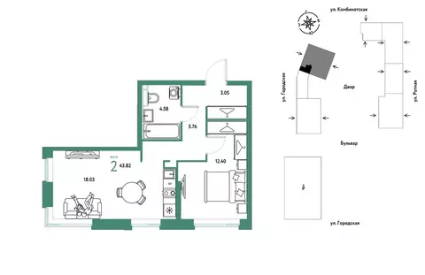 2-к кв. Свердловская область, Екатеринбург муниципальное образование, ...