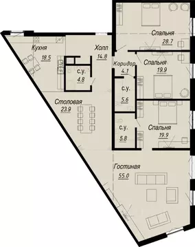 3-к кв. Санкт-Петербург наб. Реки Карповки, 27 (204.67 м)