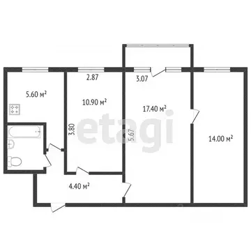 3-к кв. Тюменская область, Тюмень Фабричная ул., 17 (57.1 м)