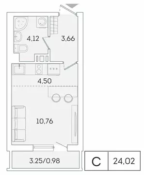 Квартира-студия: Мурино, Графская улица, 6к1 (23.1 м)