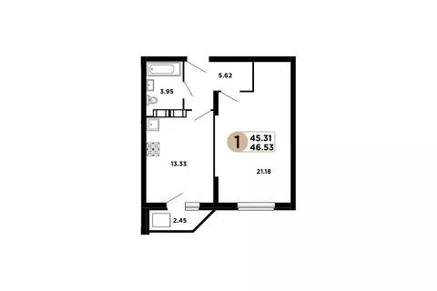 1-к кв. Самарская область, Самара Московское шоссе, 18-й км, 57 (45.31 ...