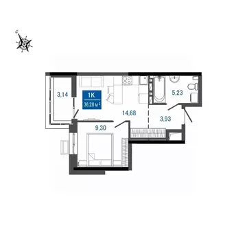 1-к кв. Приморский край, Арсеньев просп. Горького (36.28 м)