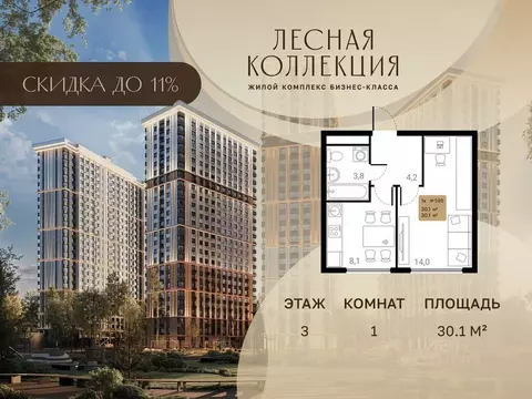 1-к кв. Московская область, Химки Лесная Коллекция жилой комплекс, к3 ...