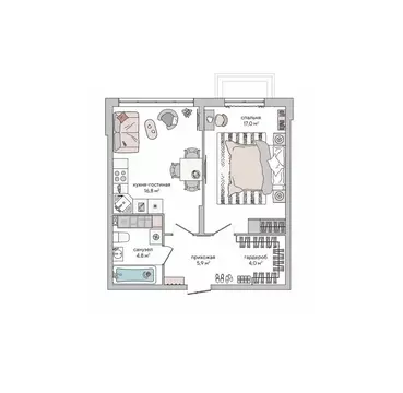 1-к кв. Крым, Судак ул. Инициативных, 80 (48.5 м)