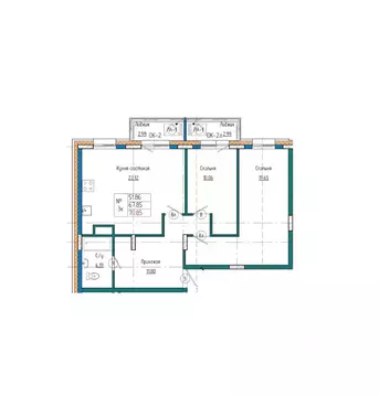 3-к кв. Саха (Якутия), Якутск ул. Кузьмина, 18 (70.85 м)