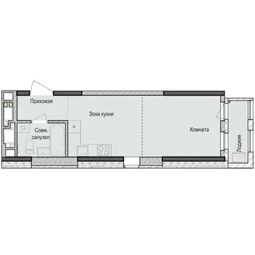Квартира-студия: Казань, жилой район Седьмое Небо, ЖК Унай (29.7 м)