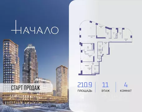 4-к кв. Москва ул. Сергея Макеева, 7С7 (210.9 м)