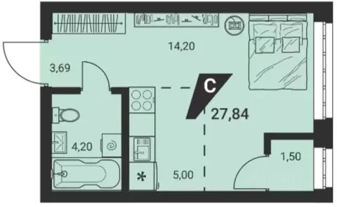 Студия Свердловская область, Екатеринбург ул. Монтерская, 8/2 (28.0 м)