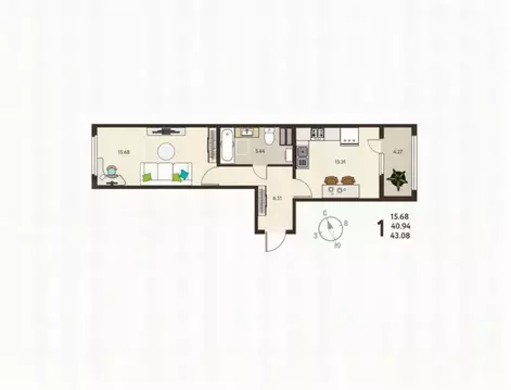 1-к кв. Курская область, Курск ул. Энгельса, 115 (43.1 м)