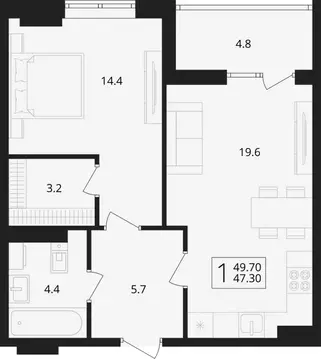 1-к кв. Брянская область, Брянский район, Снежское с/пос, пос. Путевка ...