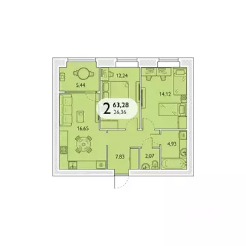 2-к кв. Брянская область, Брянский район, пос. Мичуринский, ...