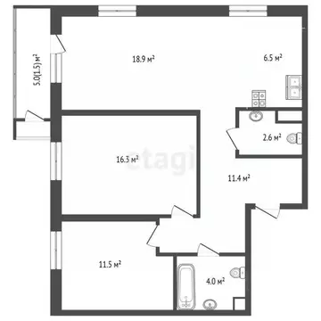 2-к кв. Тюменская область, Тюмень Профсоюзная ул., 55 (70.7 м)