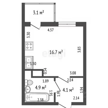 Студия Санкт-Петербург Бокситогорская ул., 33 (26.8 м)
