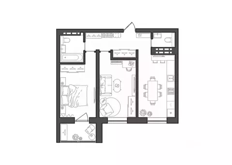 2-к кв. Волгоградская область, Волгоград Квартал жилой комплекс (56.2 ...