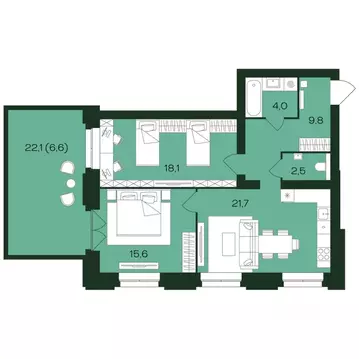 2-к кв. Чувашия, Чебоксары просп. Чебоксарский (78.3 м)
