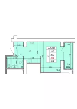 Студия Костромская область, Кострома Новый город мкр,  (30.6 м)