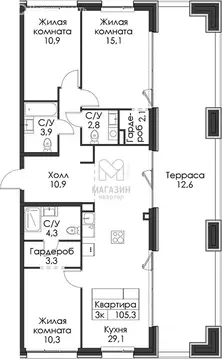 3-комнатная квартира: Санкт-Петербург, Галерный проезд, 1к2 (105.3 м)