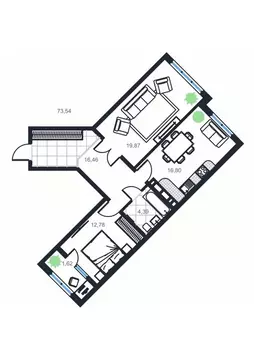 2-к кв. Дагестан, Каспийск просп. Акулиничева (73.54 м)