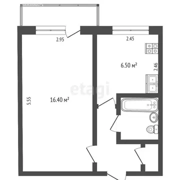 1-комнатная квартира: Омск, улица Дмитриева, 17/1 (36 м)