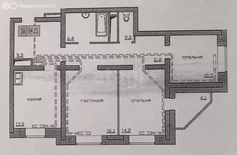 3-комнатная квартира: Чита, микрорайон Царский, 8 (82.8 м)