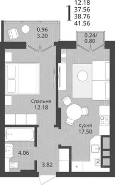 1-к кв. Калининградская область, Калининград Осенняя ул., 34 (38.76 м)
