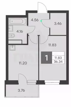 1-к кв. Свердловская область, Екатеринбург ул. Громова, 26 (36.34 м)