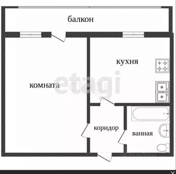 1-к кв. Свердловская область, Нижний Тагил ул. Пархоменко, 119 (31.0 ...