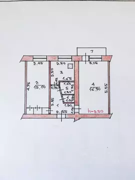2-к кв. Чувашия, Чебоксары ул. Энтузиастов, 9 (45.0 м)