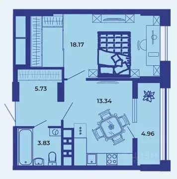 1-к кв. Брянская область, Брянск ул. Комарова, 47 (45.8 м)