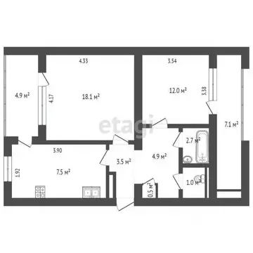 2-к кв. Севастополь просп. Генерала Острякова, 238 (51.0 м)