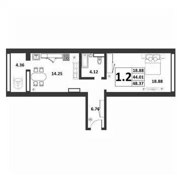 1-к кв. Новгородская область, Великий Новгород ул. Якова Павлова, 15 ...