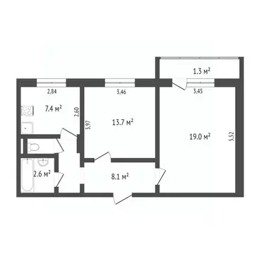 2-к кв. Омская область, Омск ул. Малиновского, 10/1 (52.0 м)