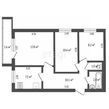 3-к кв. Мордовия, Саранск ул. Титова, 148 (57.2 м)