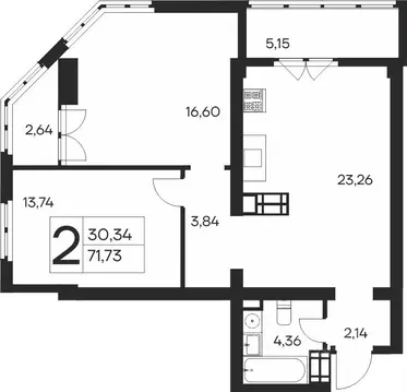 2-к кв. Крым, Ялта Ай-Петри жилой комплекс (71.73 м)
