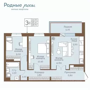 3-к кв. Пермский край, Пермский муниципальный округ, с. Фролы ул. ...